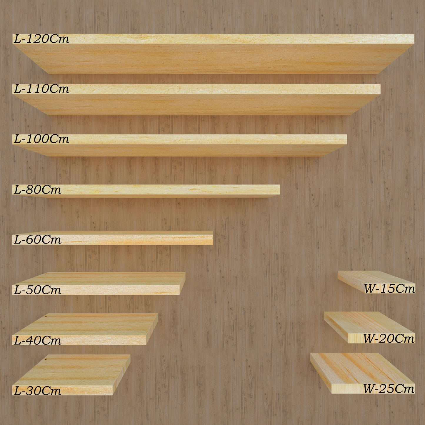 Balda pared Pino natural con herraje oculto Carga 20/30 kg. - Henor