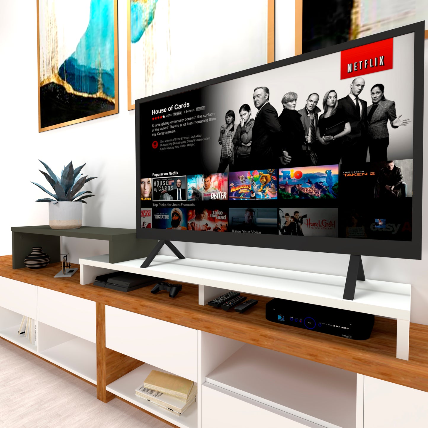 Custom Elevador Tv Doble Madera Personalizado - Henor