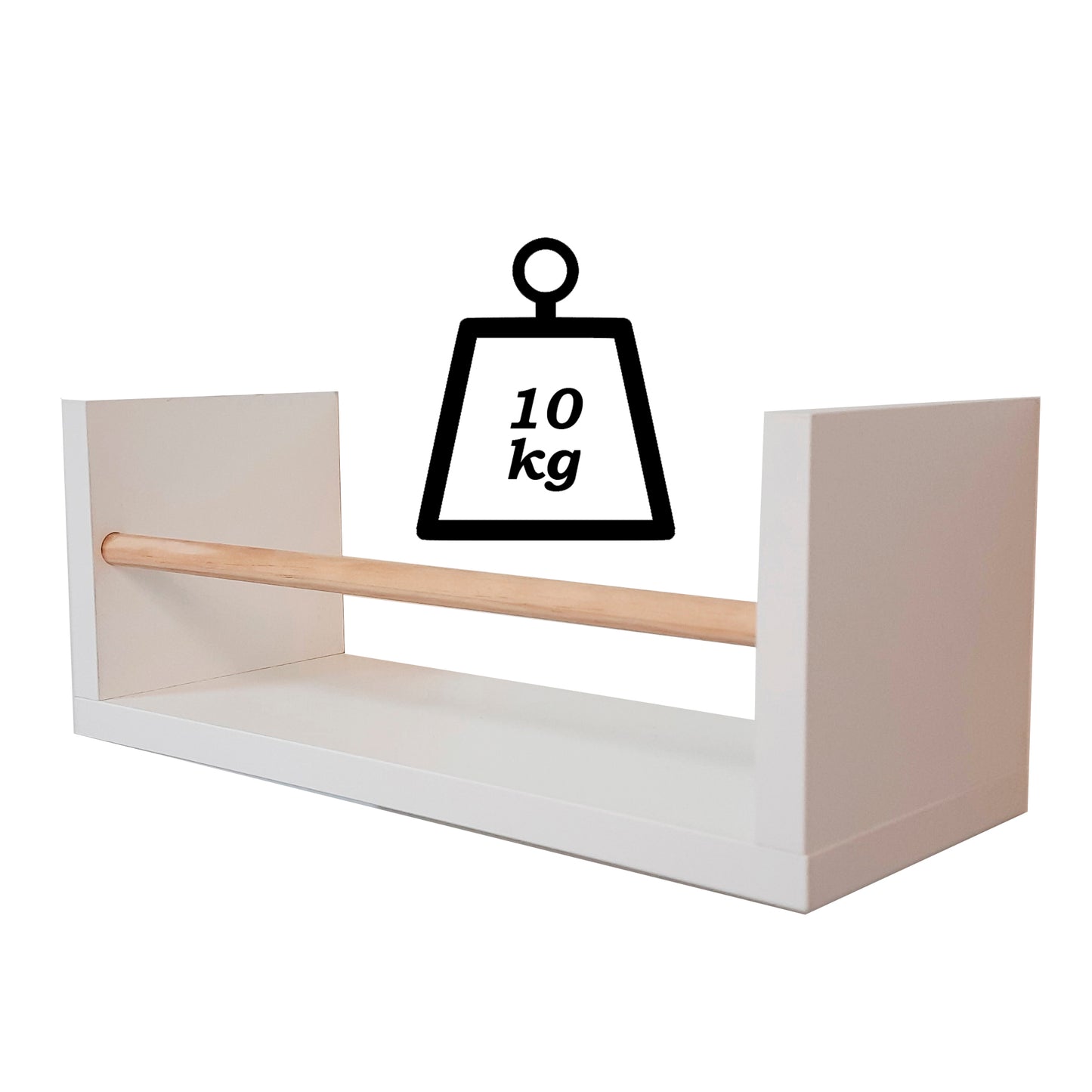Estante Mod. U con Barra Montessori 40-80 x 16 x 16 cm Blanco & Pino