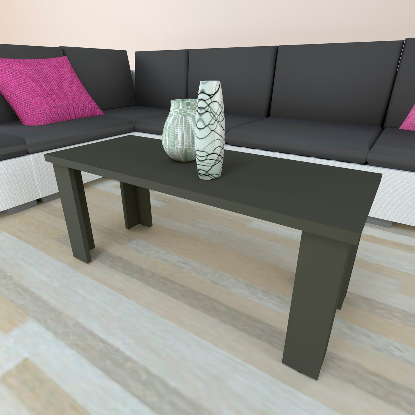 Mesa Baja Madera 40/120 x 40 x 44 cm Blanco Grafito - Henor Mobiliario