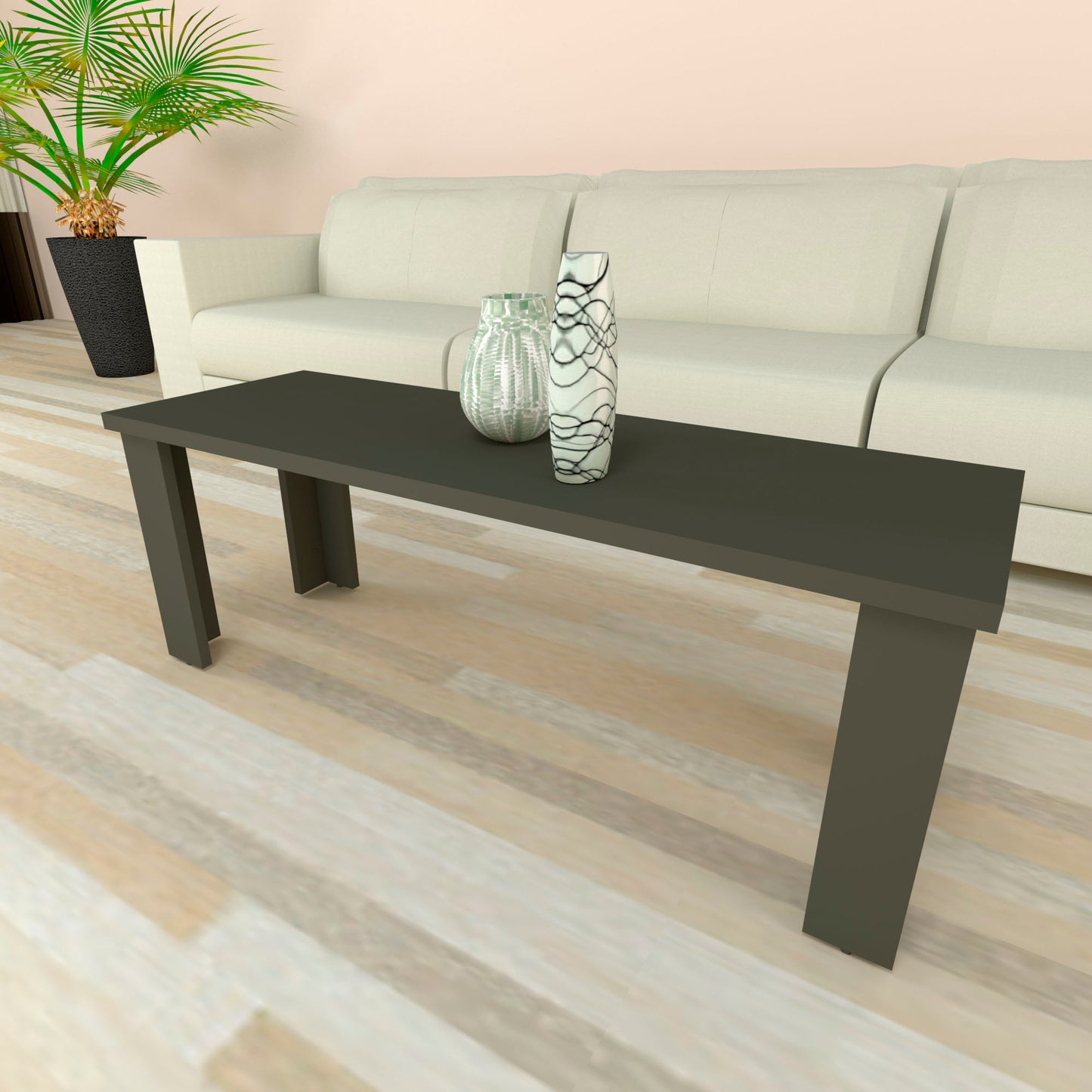 Mesa Baja Madera 40/120 x 40 x 44 cm Blanco Grafito - Henor Mobiliario
