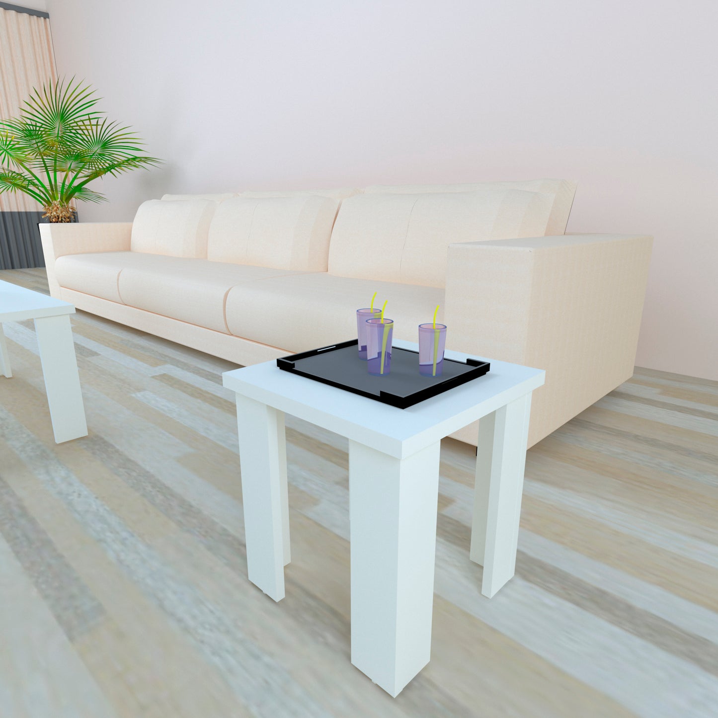 Mesa Baja Madera 40/120 x 40 x 44 cm Blanco Grafito - Henor Mobiliario