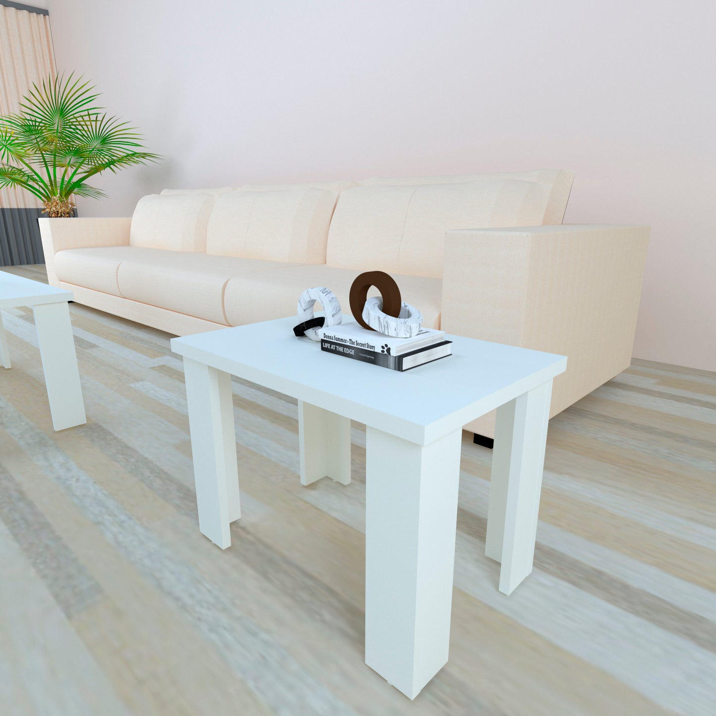 Mesa Baja Madera 40/120 x 40 x 44 cm Blanco Grafito - Henor Mobiliario