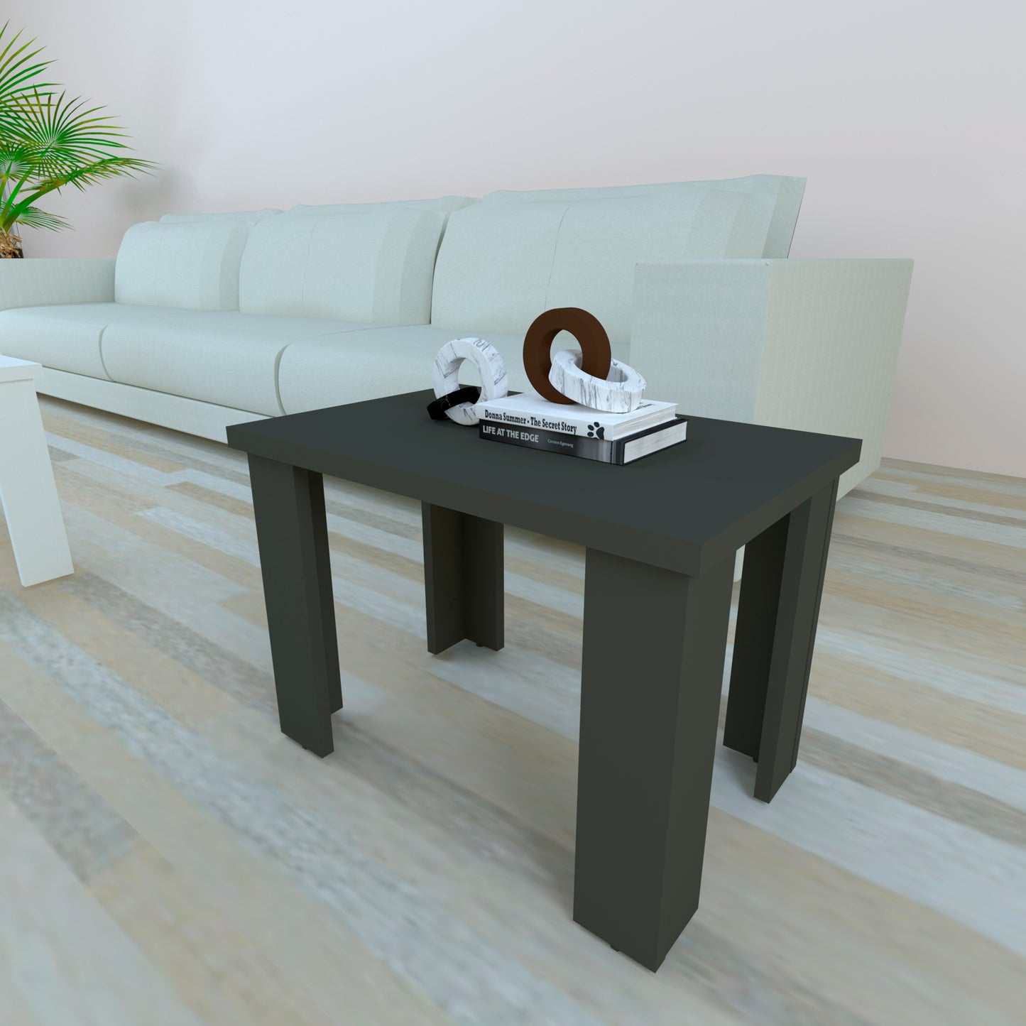 Mesa Baja Madera 40/120 x 40 x 44 cm Blanco Grafito - Henor Mobiliario