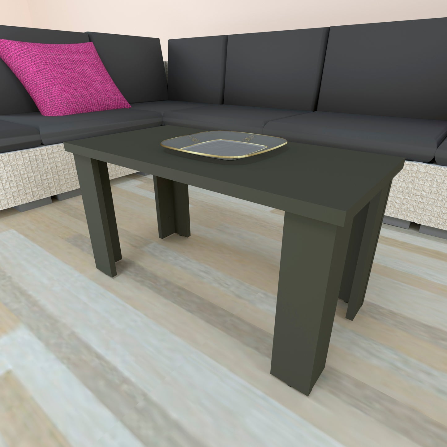 Mesa Baja Madera 40/120 x 40 x 44 cm Blanco Grafito - Henor Mobiliario