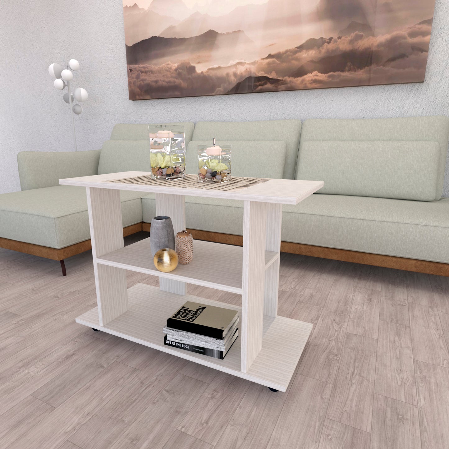 Mesa con Ruedas Giro 360º con freno. Mod. Pilar. 80 a 110 Cm. Altura 65.5 Cm. - Henor