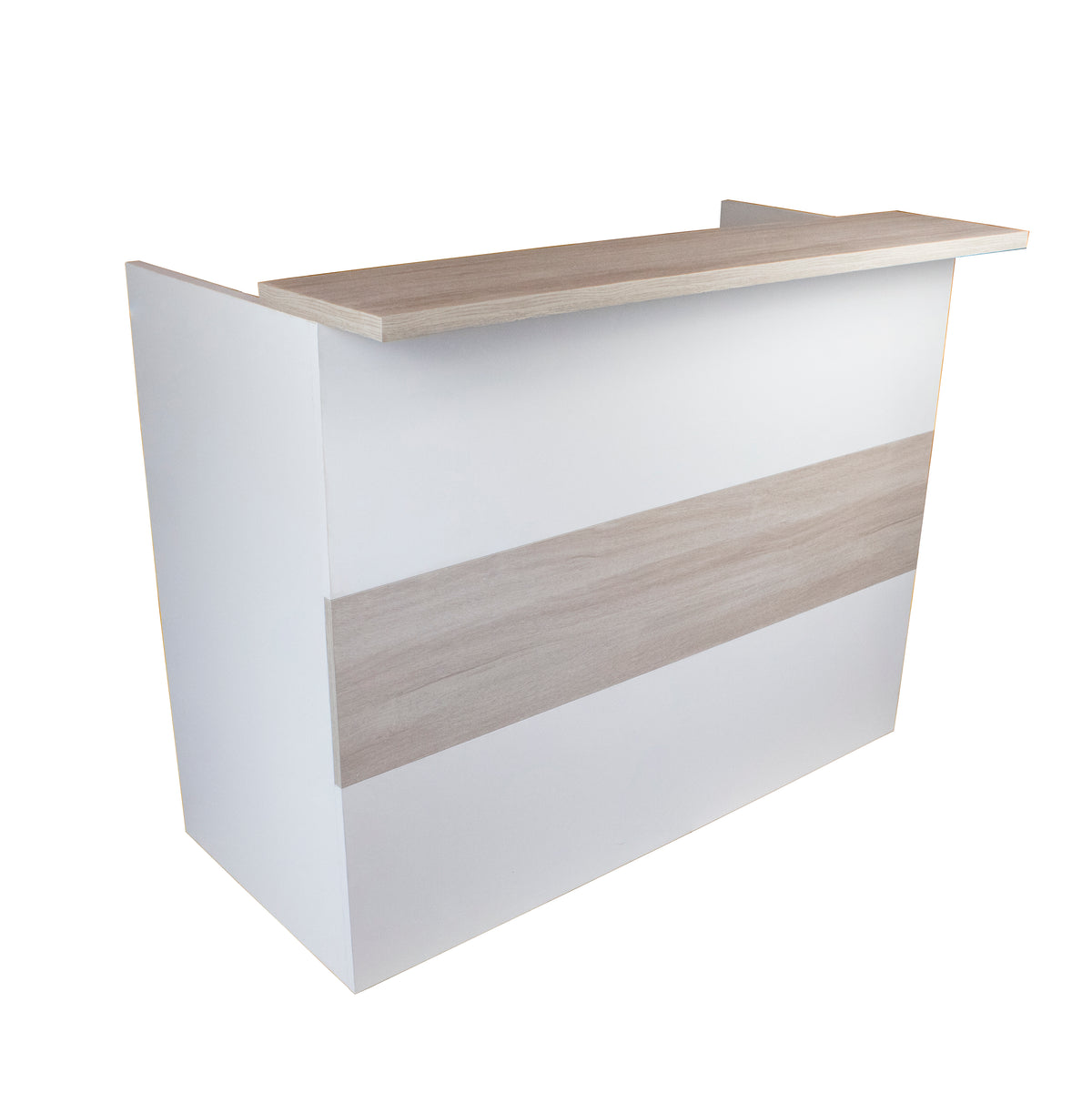 Henor Comptoir de réception EBRO 100-110-120-140-160-180x75x110 cm Table intérieure 60 cm Blanc et Chêne Stel