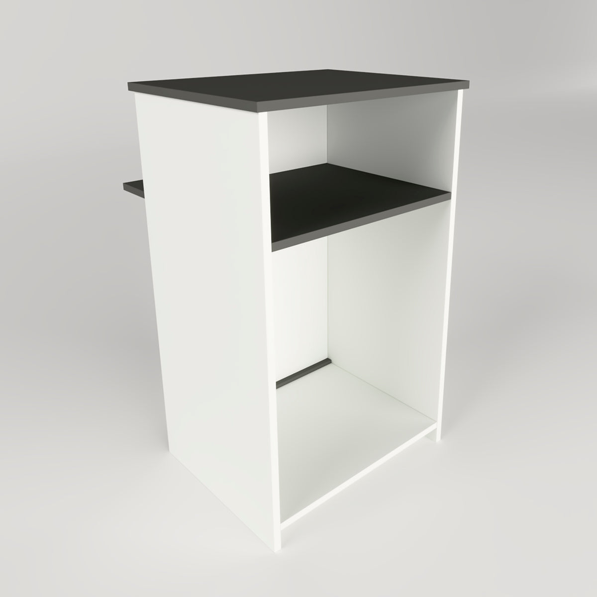 Henor Theke EGA 62-82x65x102 cm mit Nivellierfüßen und Frontablage Weiß mit Graphit