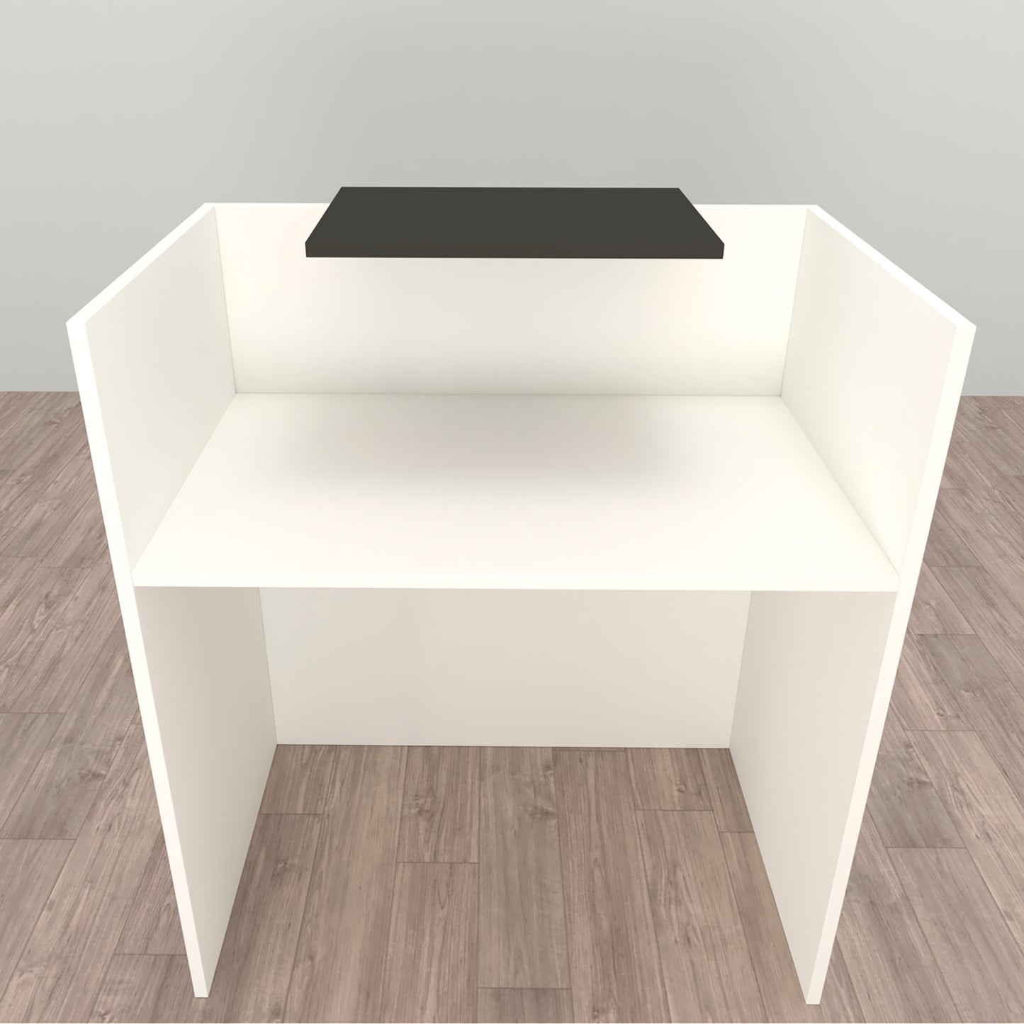 OJA Empfangstresen. 80/100 x 50 x 107 cm. Mit Innentisch. Weiß und Graphit.
