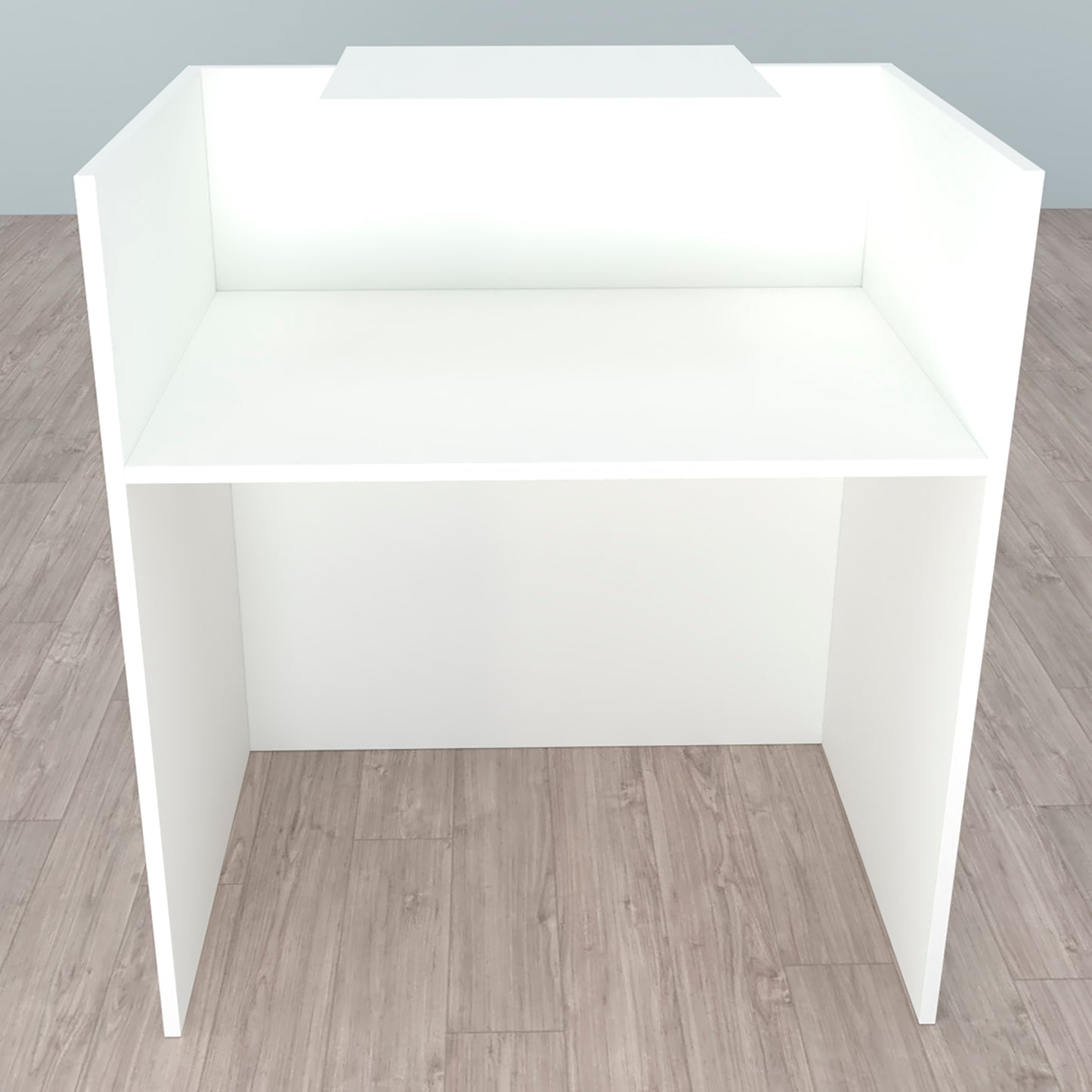 Banco reception OJA. 80/100 x 50 x 107 cm. Con tavolo interno. Bianco.
