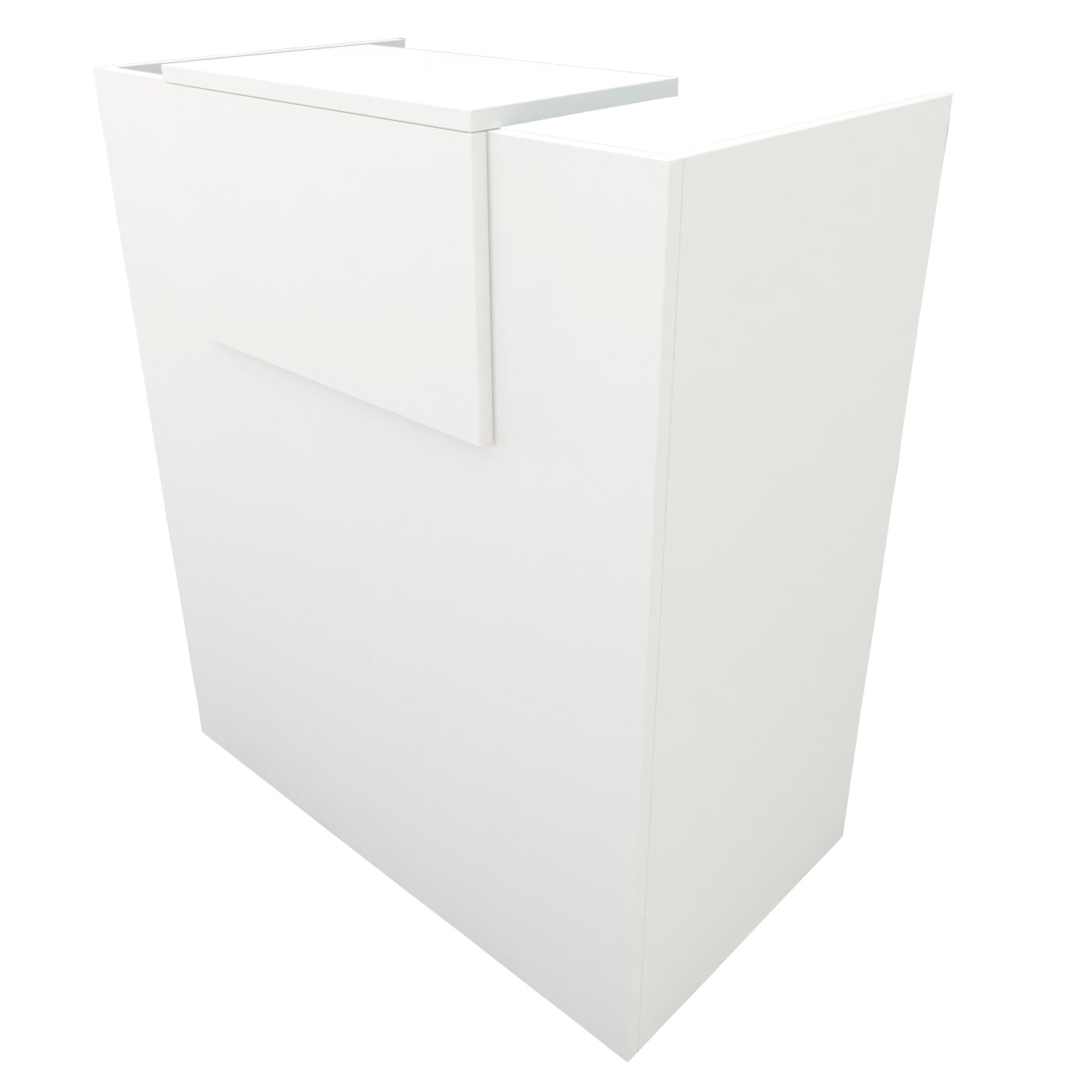 Banco reception OJA. 80/100 x 50 x 107 cm. Con tavolo interno. Bianco.