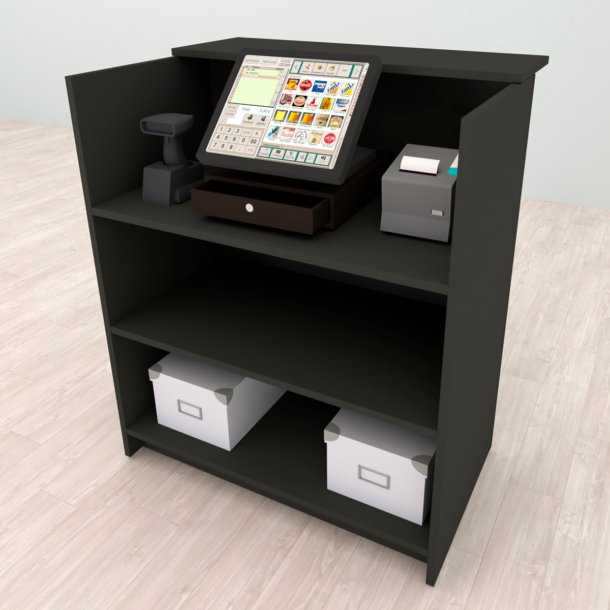 Henor Comptoir TIRÓN 80-100-110x65x107 cm avec table intérieure Graphite