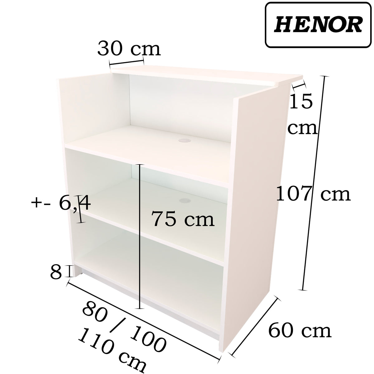 Henor Comptoir TIRÓN 80-100-110x65x107 cm avec table intérieure Graphite