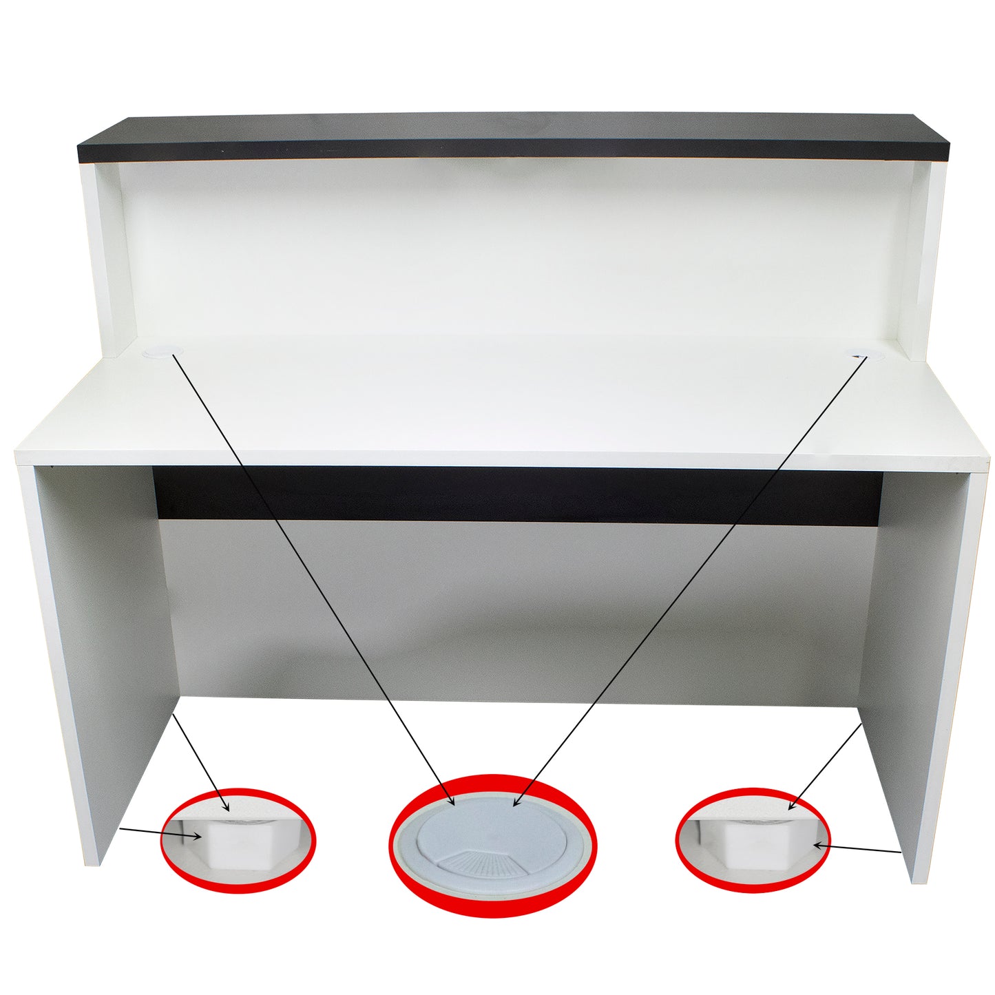 Cidacos Servicetheke. 100/180x60/75x110 cm. Mit Innentisch. Weiß + Graphit