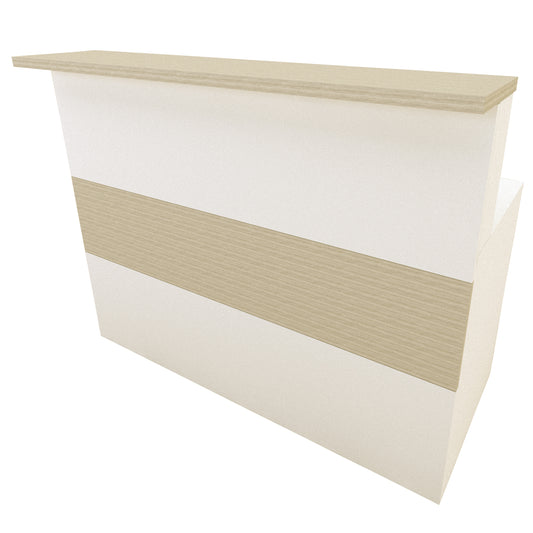 Cidacos Kundenservice-Theke. 100/180x60/75x110 cm. Mit Innentisch. Weiß + Steleiche.