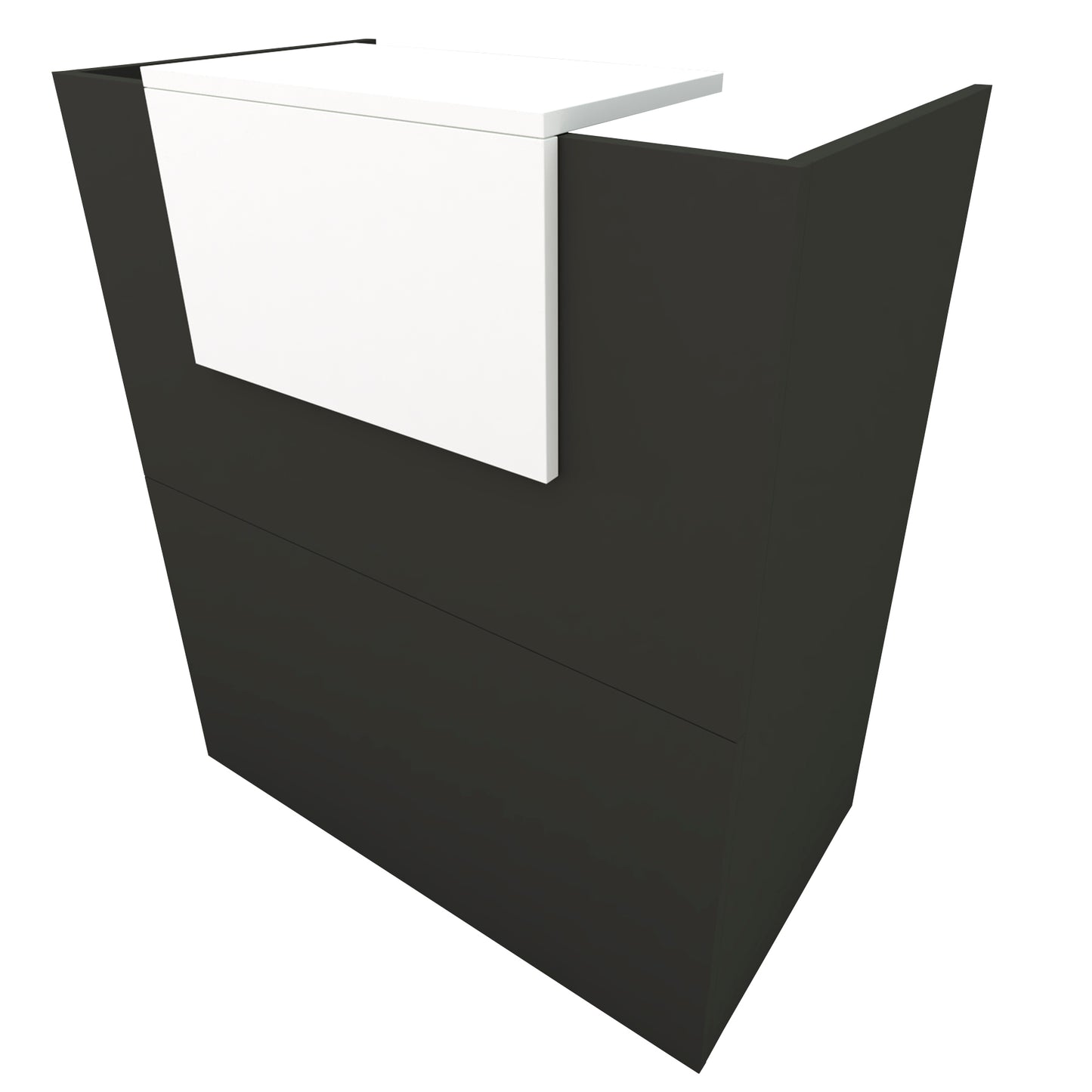 OJA Empfangstresen. 80/100 x 50 x 107 cm. Mit Innentisch. Graphit und Weiß.