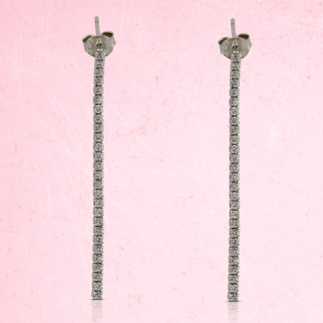 Pendientes Largos con Zirconita en Plata de Ley 925 baño en Rodio. PD2314066R - Henor