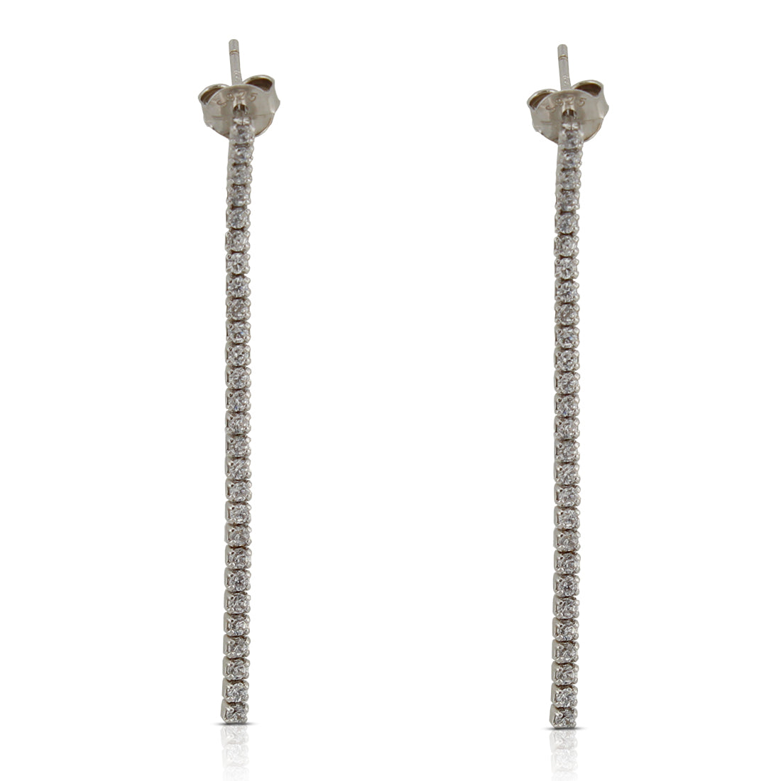 Pendientes Largos con Zirconita en Plata de Ley 925 baño en Rodio. PD2314066R - Henor