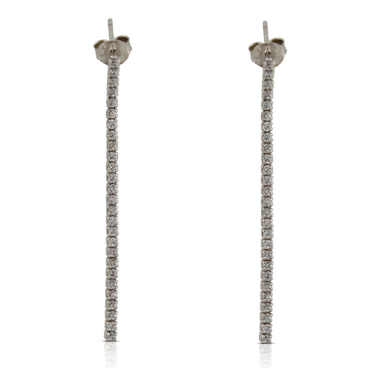 Pendientes Largos con Zirconita en Plata de Ley 925 baño en Rodio. PD2314066R - Henor
