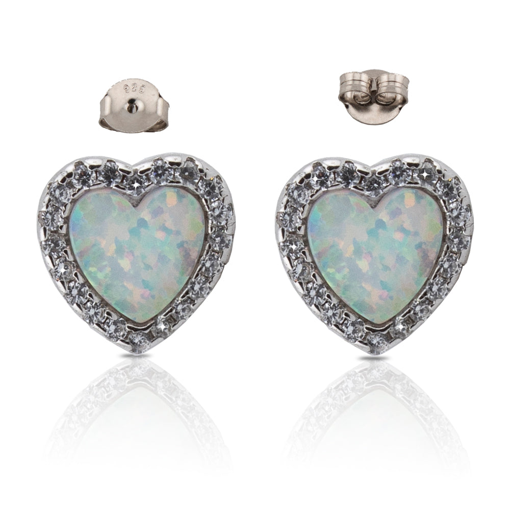 Par Pendientes Forma Corazón Plata Esterlina S925 y Bañado en Rodio. PD2314077R - Henor