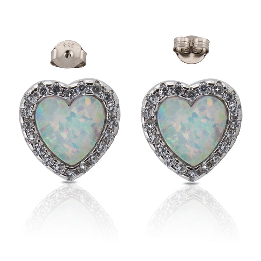 Par Pendientes Forma Corazón Plata Esterlina S925 y Bañado en Rodio. PD2314077R - Henor