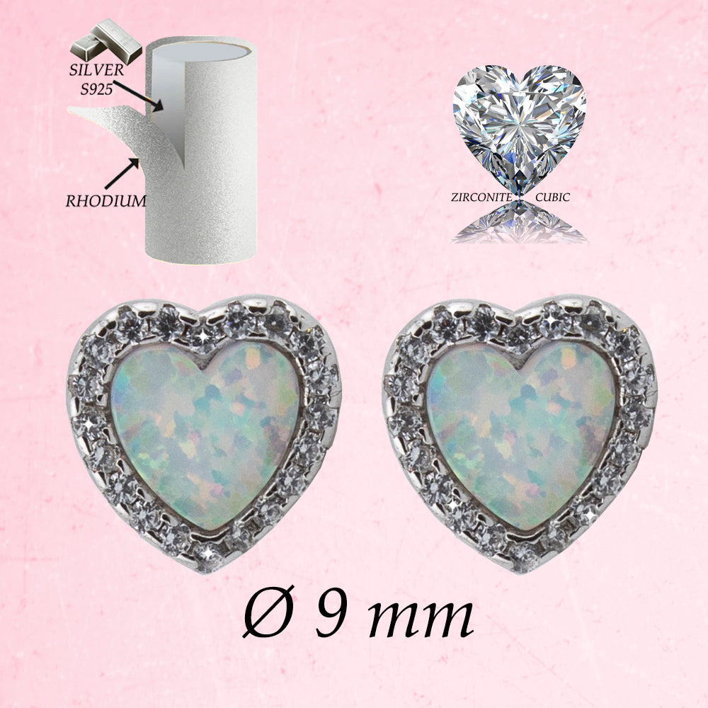 Par Pendientes Forma Corazón Plata Esterlina S925 y Bañado en Rodio. PD2314077R - Henor