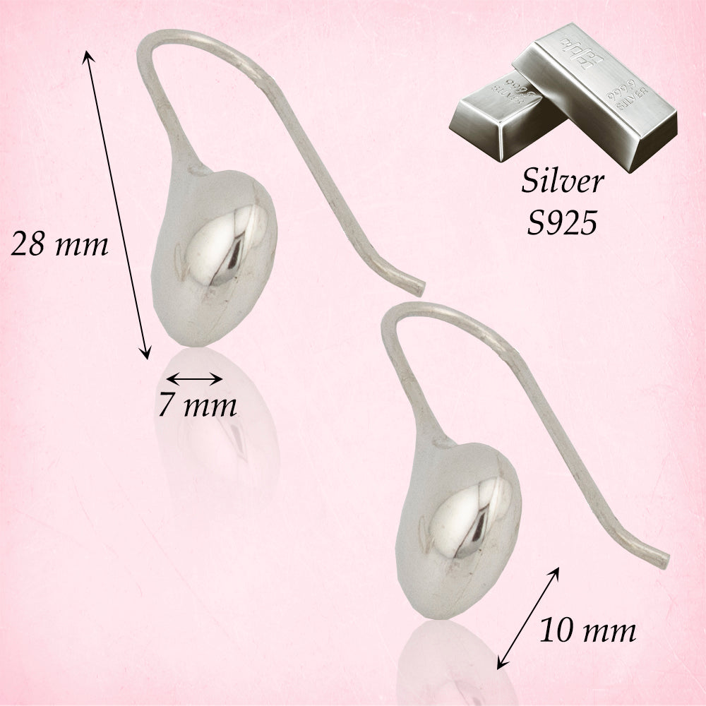Pendientes Gota. con cierre hippy en Plata de Ley S925. PD2316808P - Henor