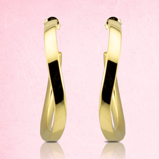 Pendientes Aro - Criolla en cuadrado 4mm en Plata de Ley S925 con baño Oro 18K PD2316826O - Henor