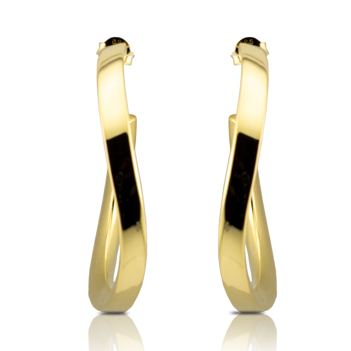 Pendientes Aro - Criolla en cuadrado 4mm en Plata de Ley S925 con baño Oro 18K PD2316826O - Henor