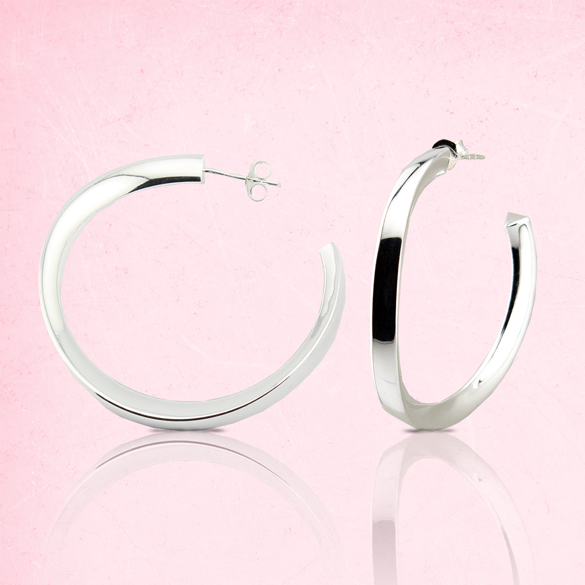 Pendientes Aro-Criolla en cuadrado 4mm en Plata de Ley S925. PD2316826P - Henor