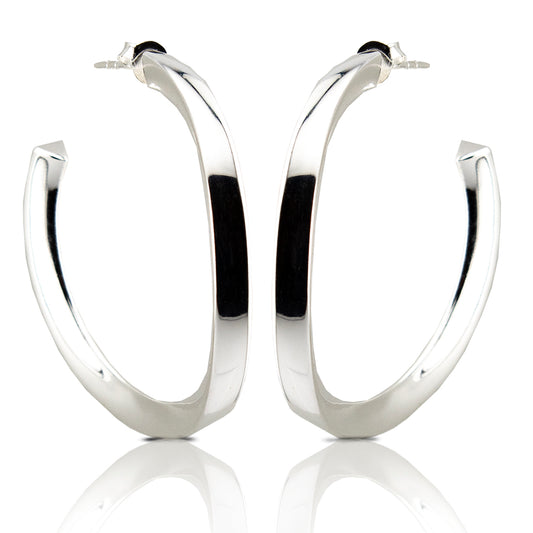 Pendientes Aro-Criolla en cuadrado 4mm en Plata de Ley S925. PD2316826P - Henor