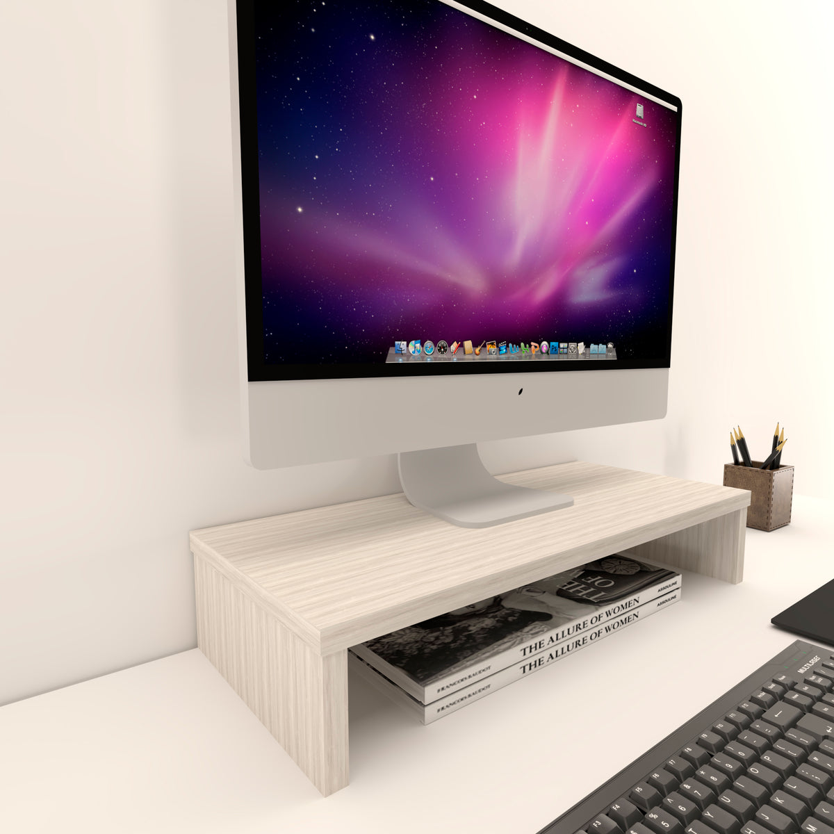 Henor Supporto TV 42-62-82-100x26.5x12 cm Bianco, Grafite e Quercia Stel