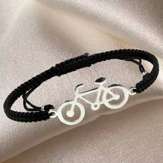 Paddelarmband aus schwarzem Makramee. S925-Sterlingsilber. Natürliches Finish und handpoliert. Schlaufenverschluss PS3315870N