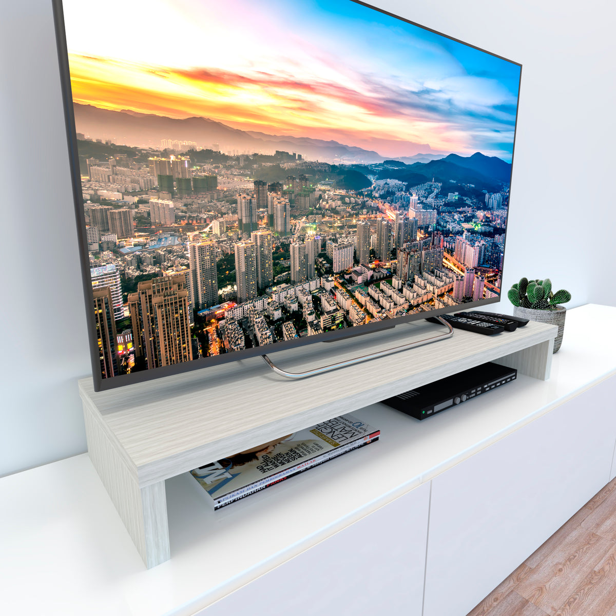 Henor Supporto rialzo TV in legno 90-110x35x15cm Carico max. 60kg Grafite