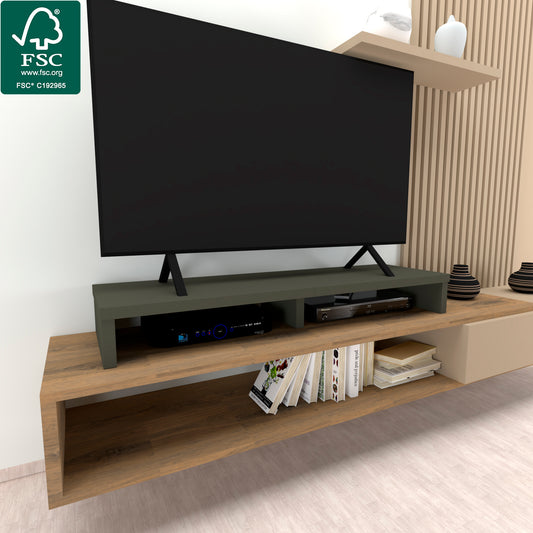 Elevador Doble TV de Madera 120-180 x 35 x 15 cm Soporta +100 Kg. - Henor