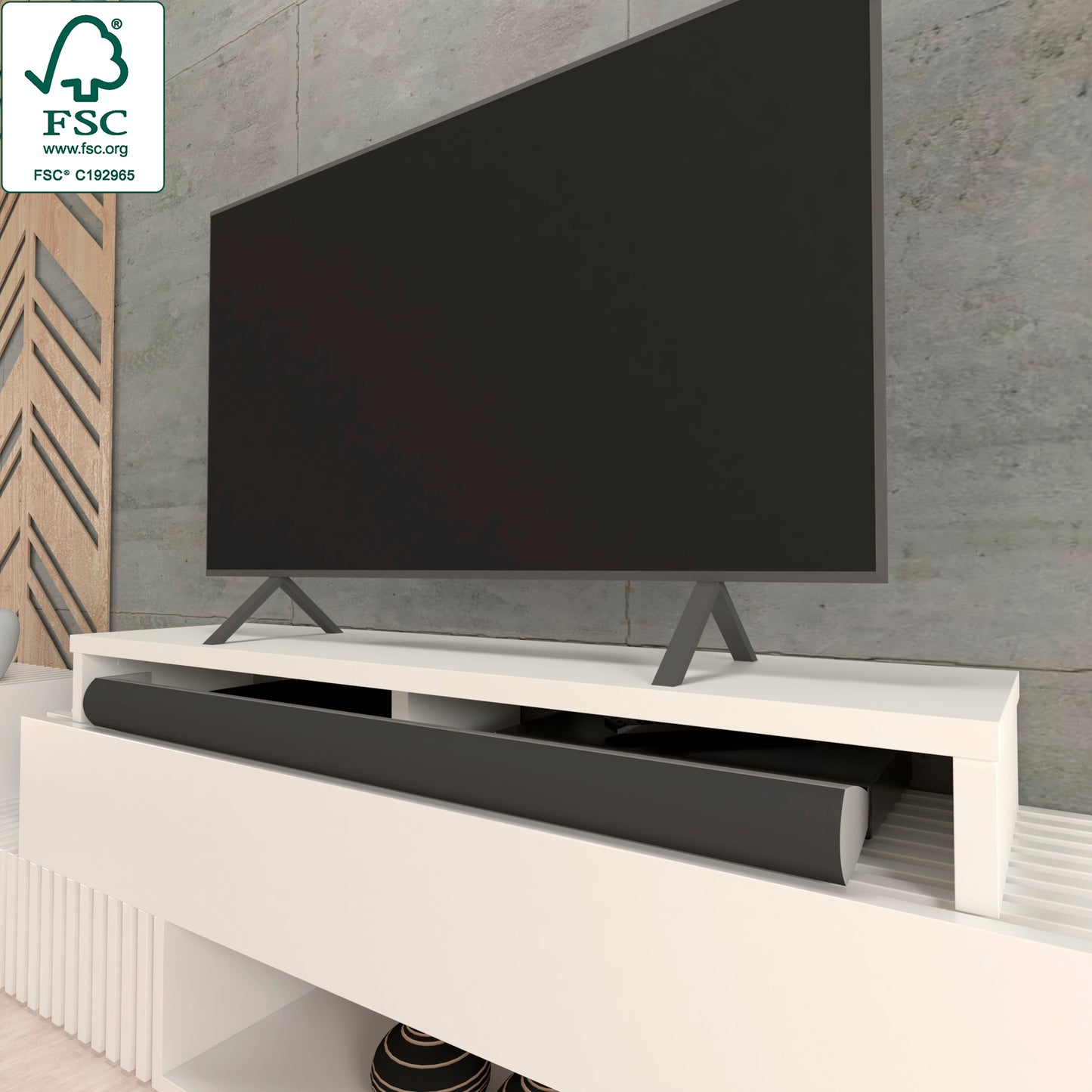 Elevador Doble TV de Madera 120-180 x 35 x 15 cm Soporta +100 Kg. - Henor
