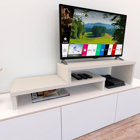 Mueble TV Escalera Ajustable de Madera 110+90 x 35 x 30/15 cm. - Henor