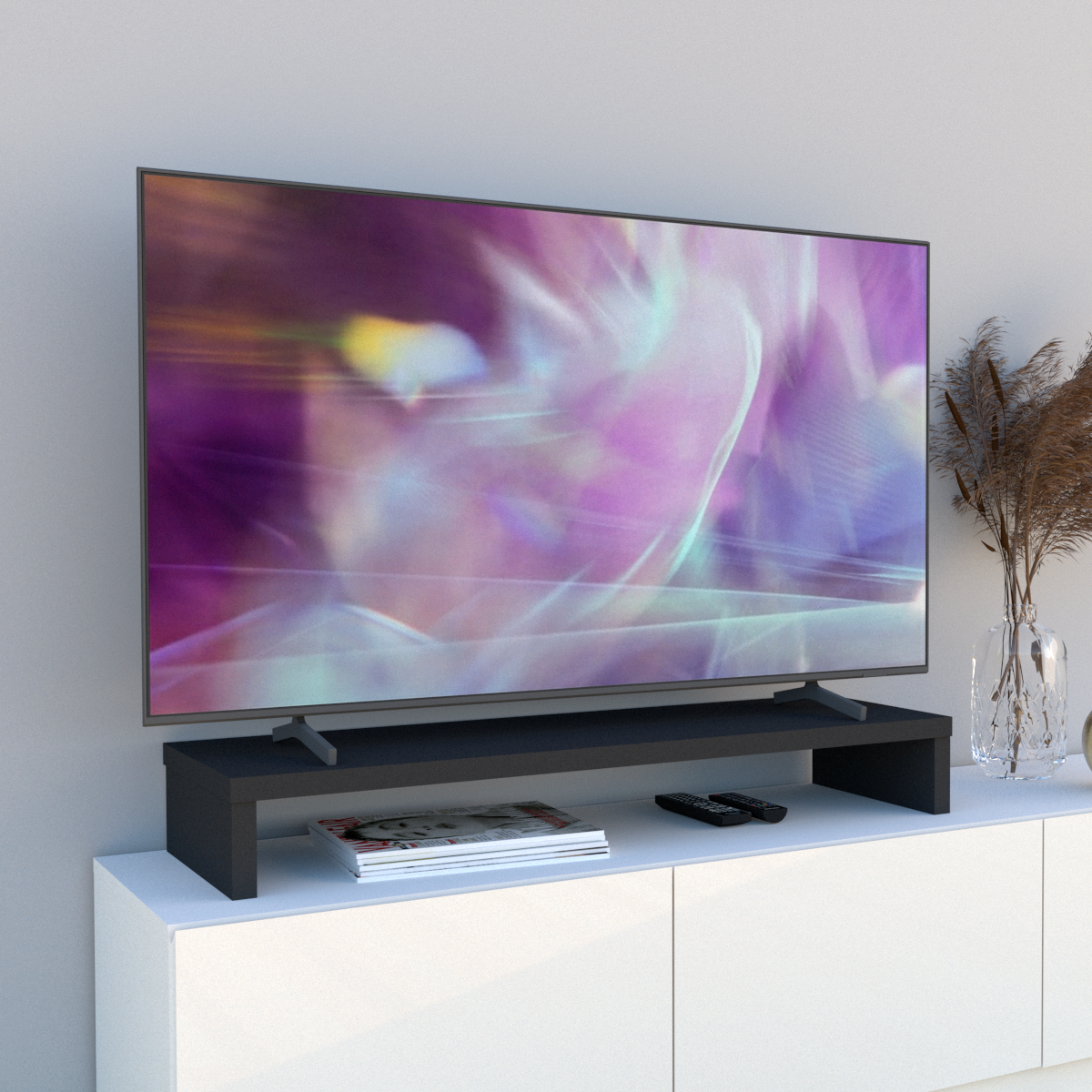 Henor Supporto rialzo TV in legno 90-110x35x15cm Carico max. 60kg Grafite