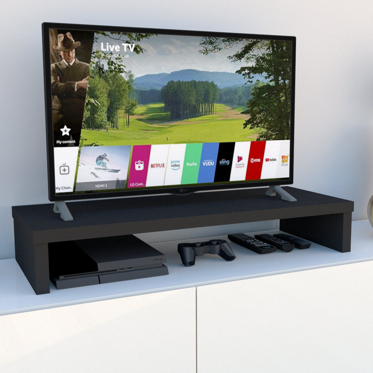 Henor Supporto rialzo TV in legno 90-110x35x15cm Carico max. 60kg Grafite