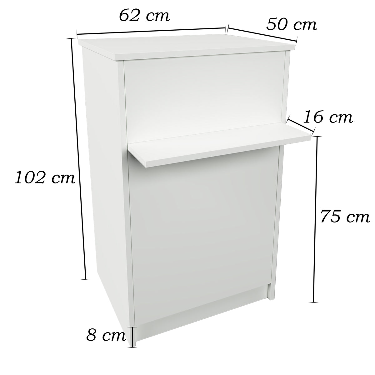 Henor Theke EGA 62-82x65x102 cm mit Nivellierfüßen und Frontablage Graphit