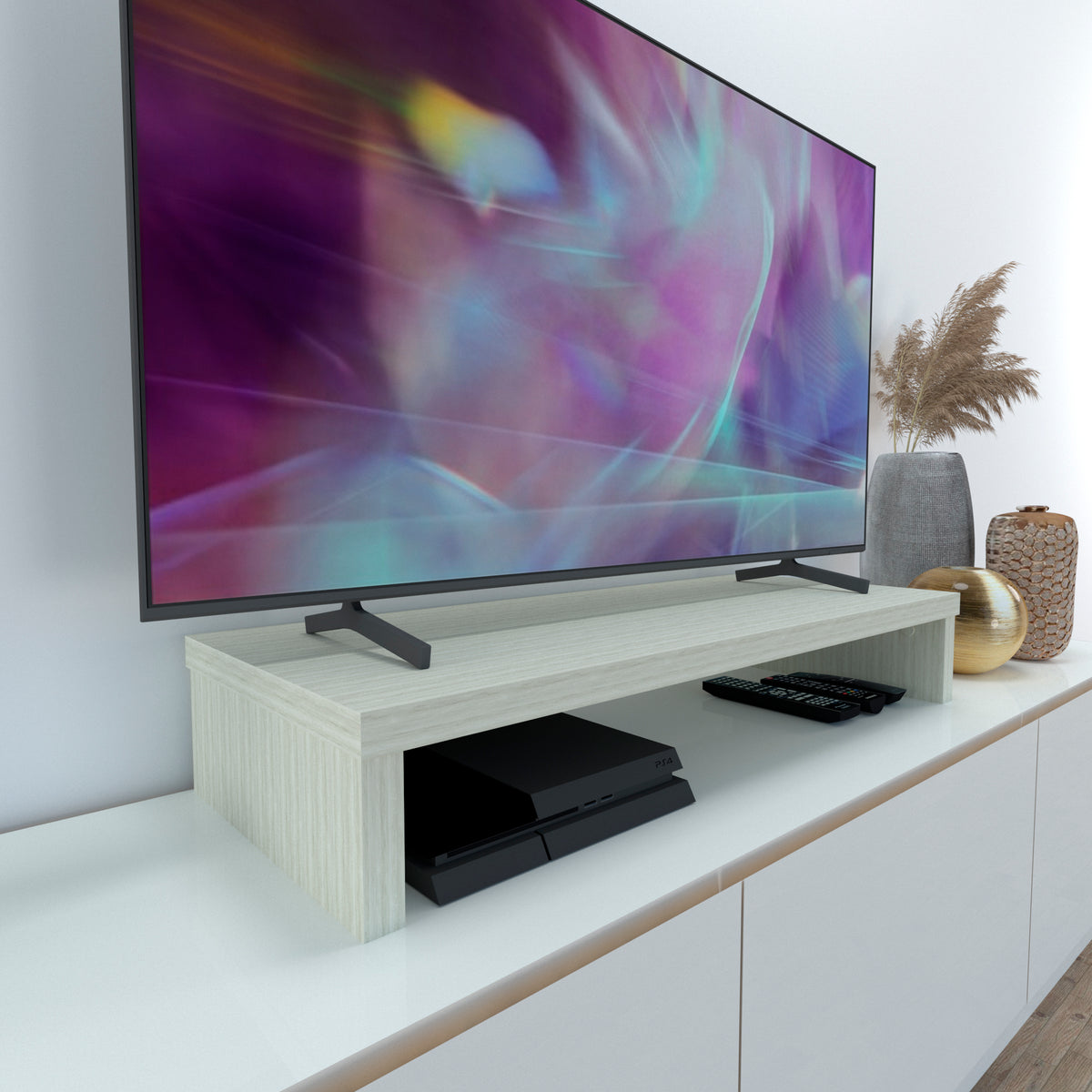Henor Supporto rialzo TV in legno 90-110x35x15cm Carico max. 60kg Grafite