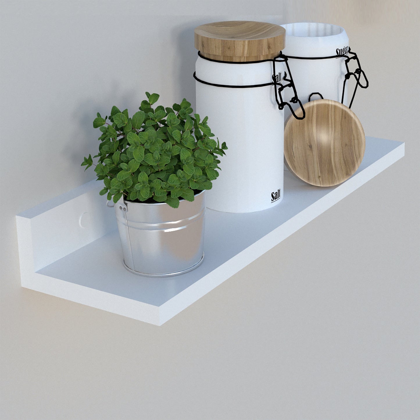 Estante Pared Flotante "L" Blanco - Henor Mobiliario