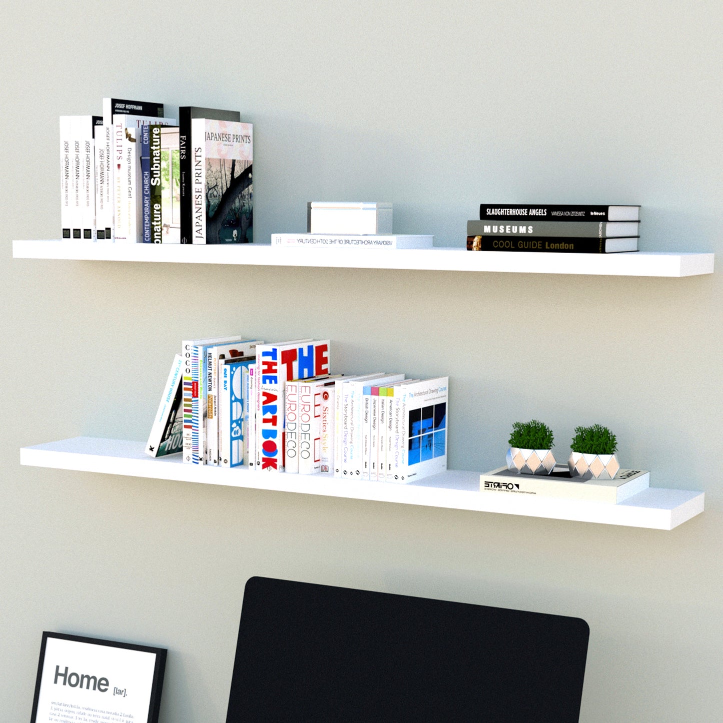 Balda Pared Conjunto 2 Und. con herraje oculto. Blanco - Henor Mobiliario