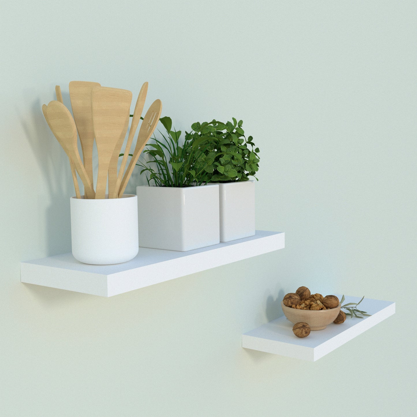 Balda Pared Conjunto 2 Und. con herraje oculto. Blanco - Henor Mobiliario