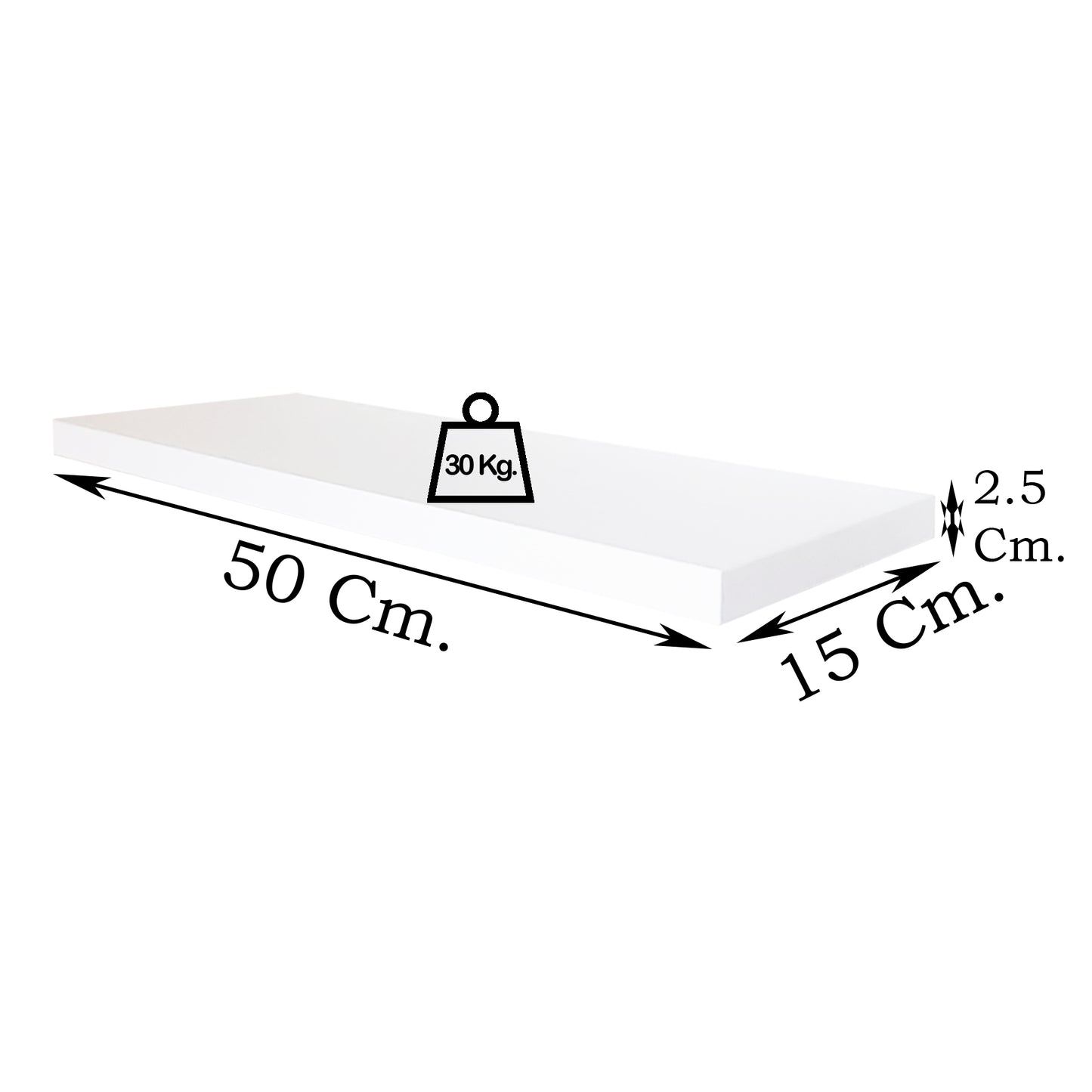 Balda Pared Conjunto 2 Und. con herraje oculto. Blanco - Henor Mobiliario