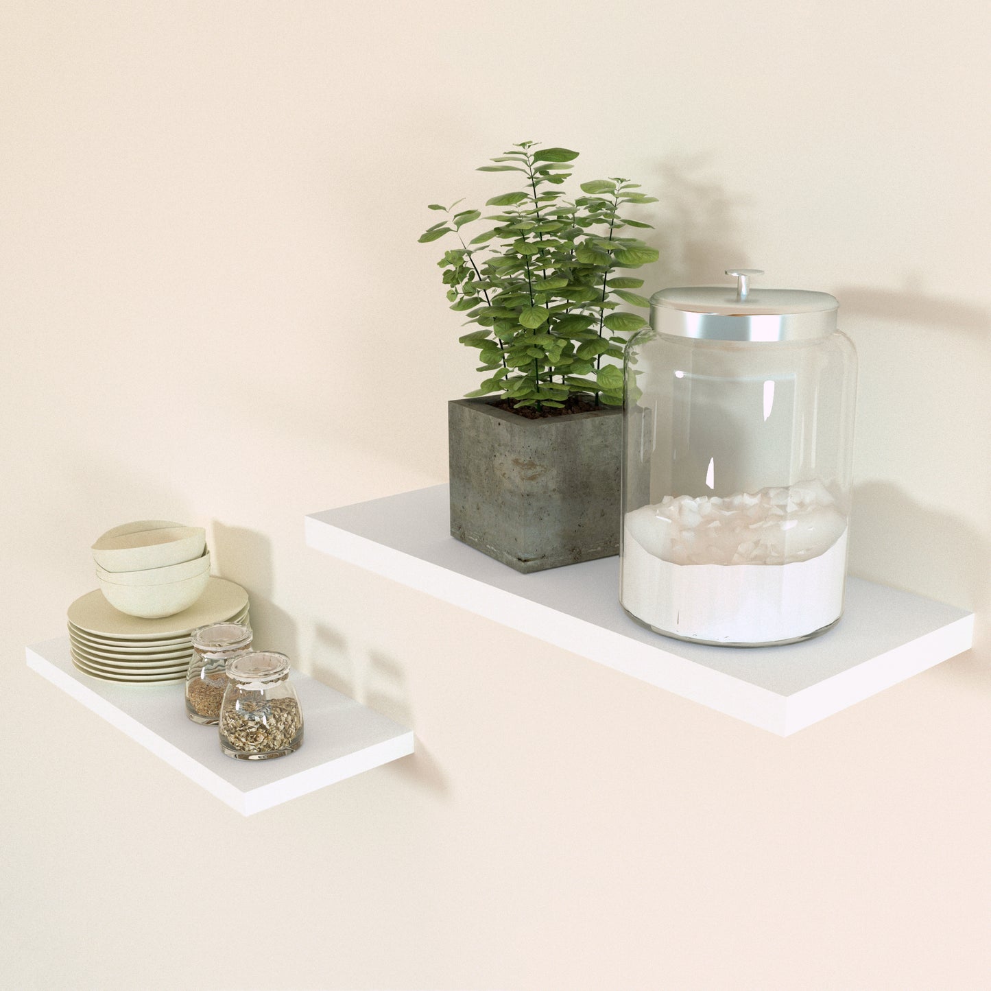 Balda Pared Conjunto 2 Und. con herraje oculto. Blanco - Henor Mobiliario