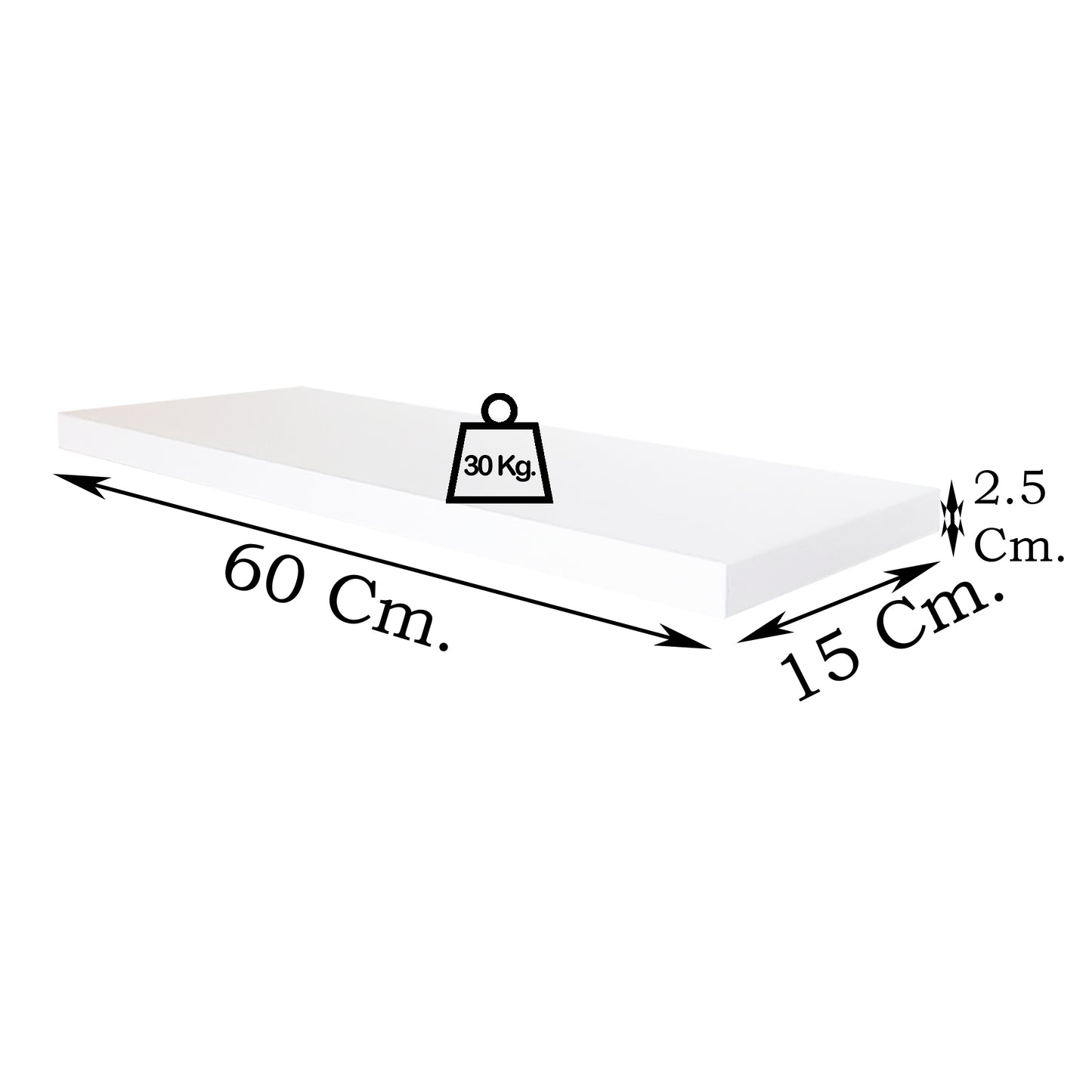 Balda Pared Conjunto 2 Und. con herraje oculto. Blanco - Henor Mobiliario