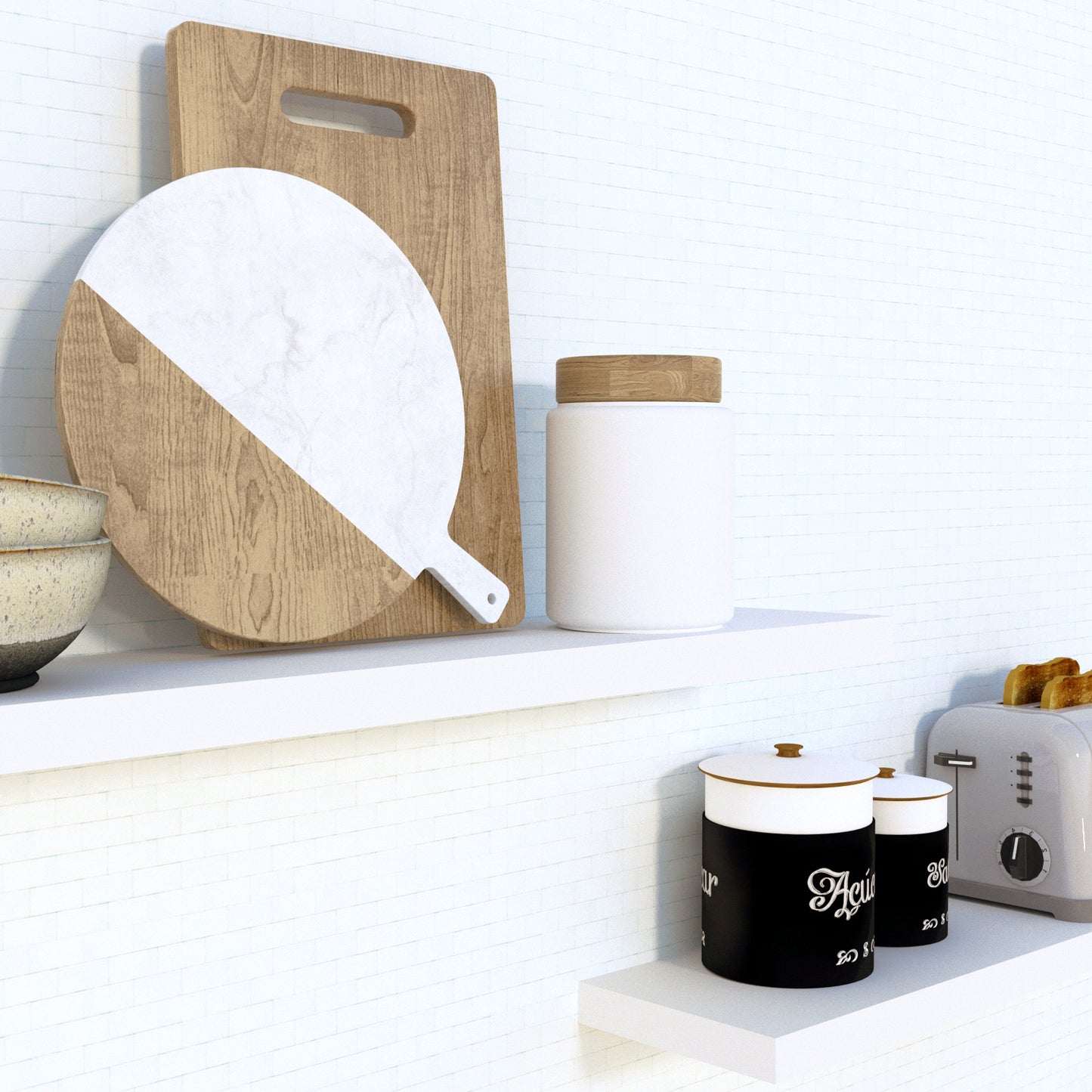Balda Pared Conjunto 2 Und. con herraje oculto. Blanco - Henor Mobiliario