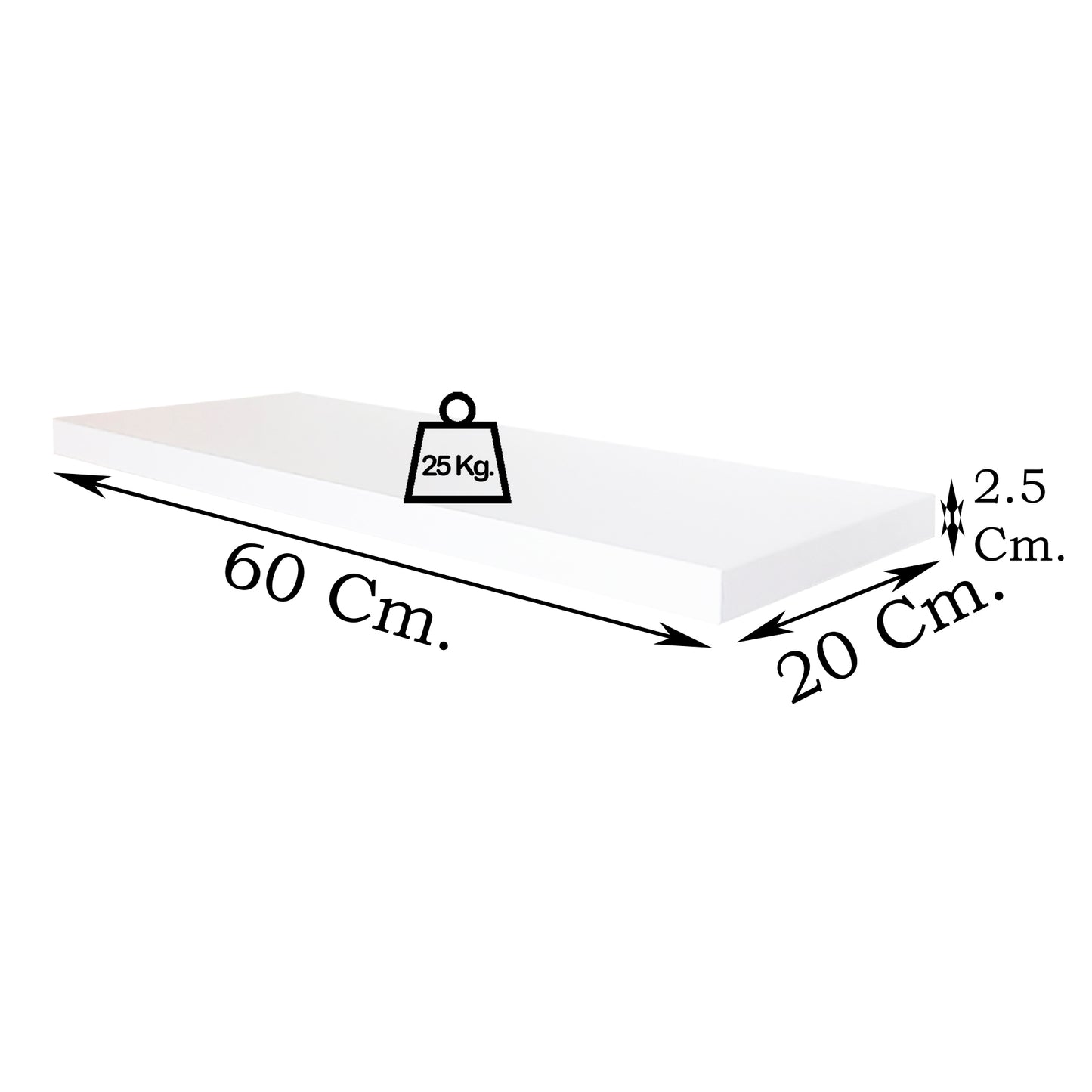 Balda Pared Conjunto 2 Und. con herraje oculto. Blanco - Henor Mobiliario