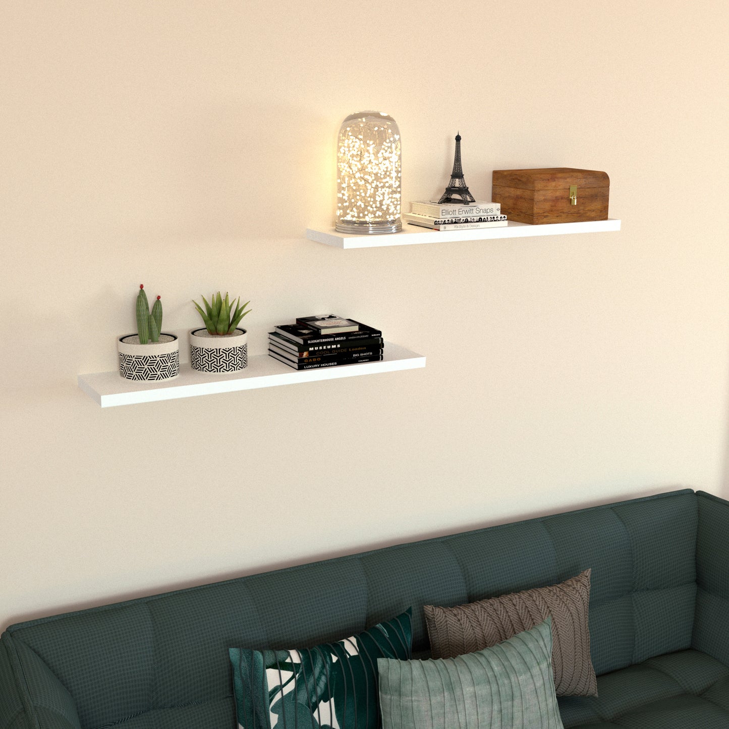 Balda Pared Conjunto 2 Und. con herraje oculto. Blanco - Henor Mobiliario